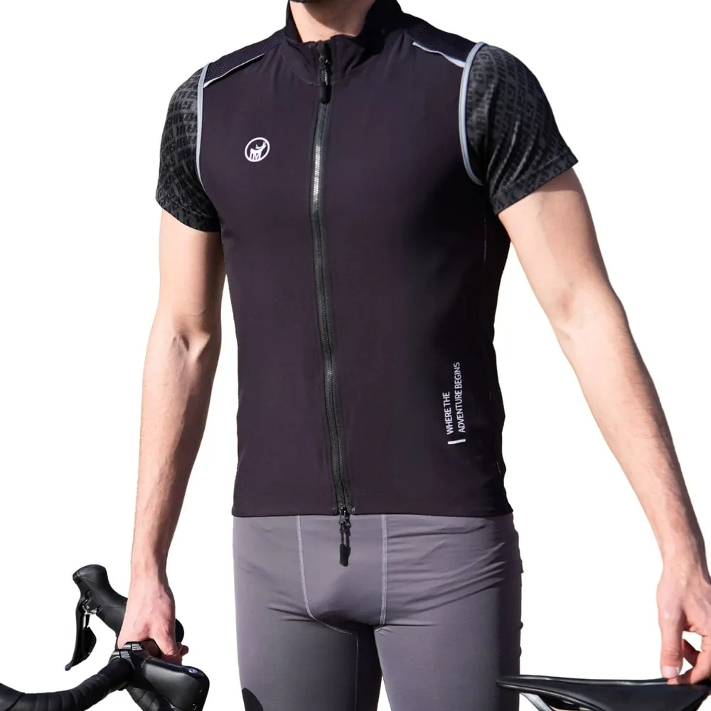Chaleco Cortavientos Ciclismo Hombre y Mujer · Negro