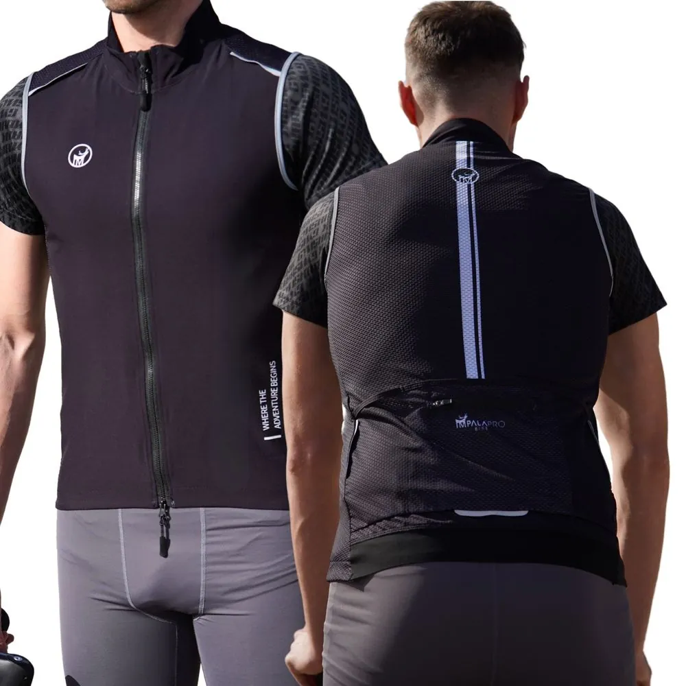 Chaleco Cortavientos Ciclismo Hombre y Mujer · Negro · Espalda