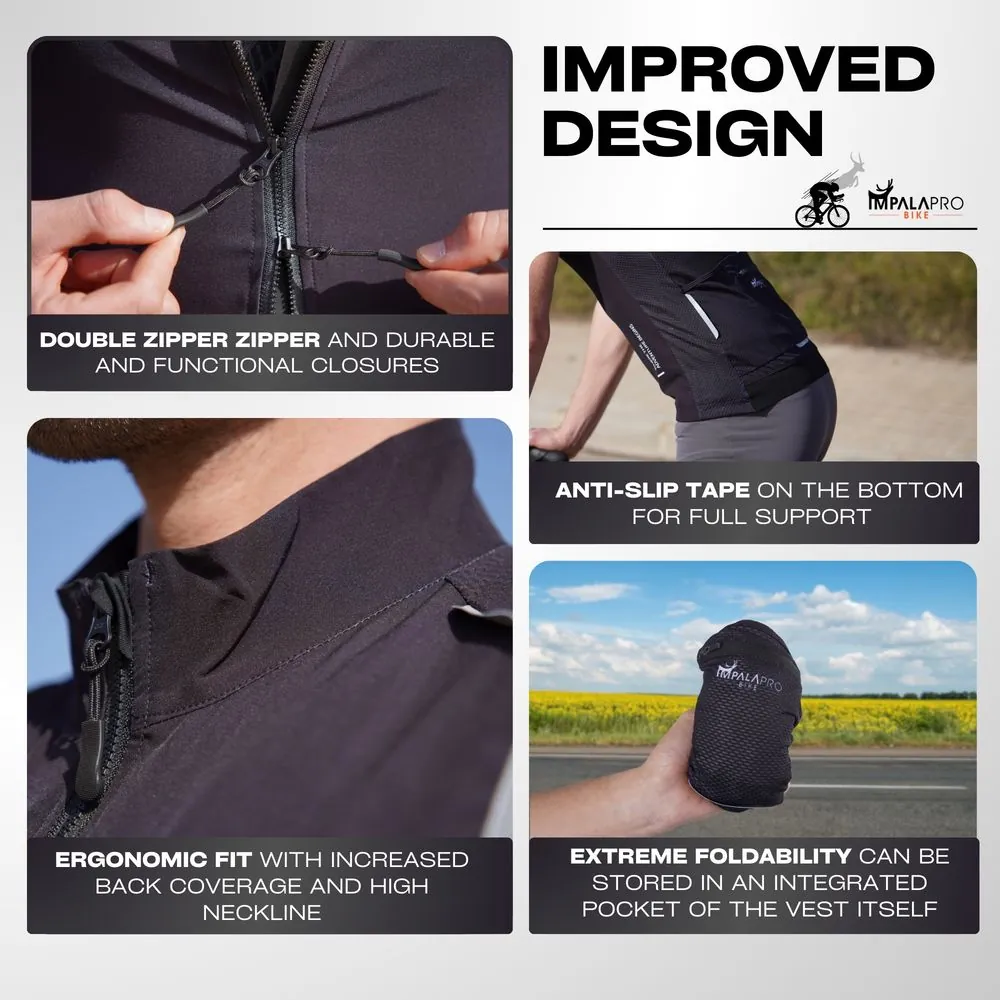 Chaleco Cortavientos Ciclismo Hombre y Mujer · Negro · Diseño