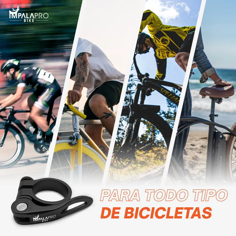 Abrazadera Sillín Bicicleta Liberación Rápida · Negro · Ø31,8 mm · Todo tipo de bici