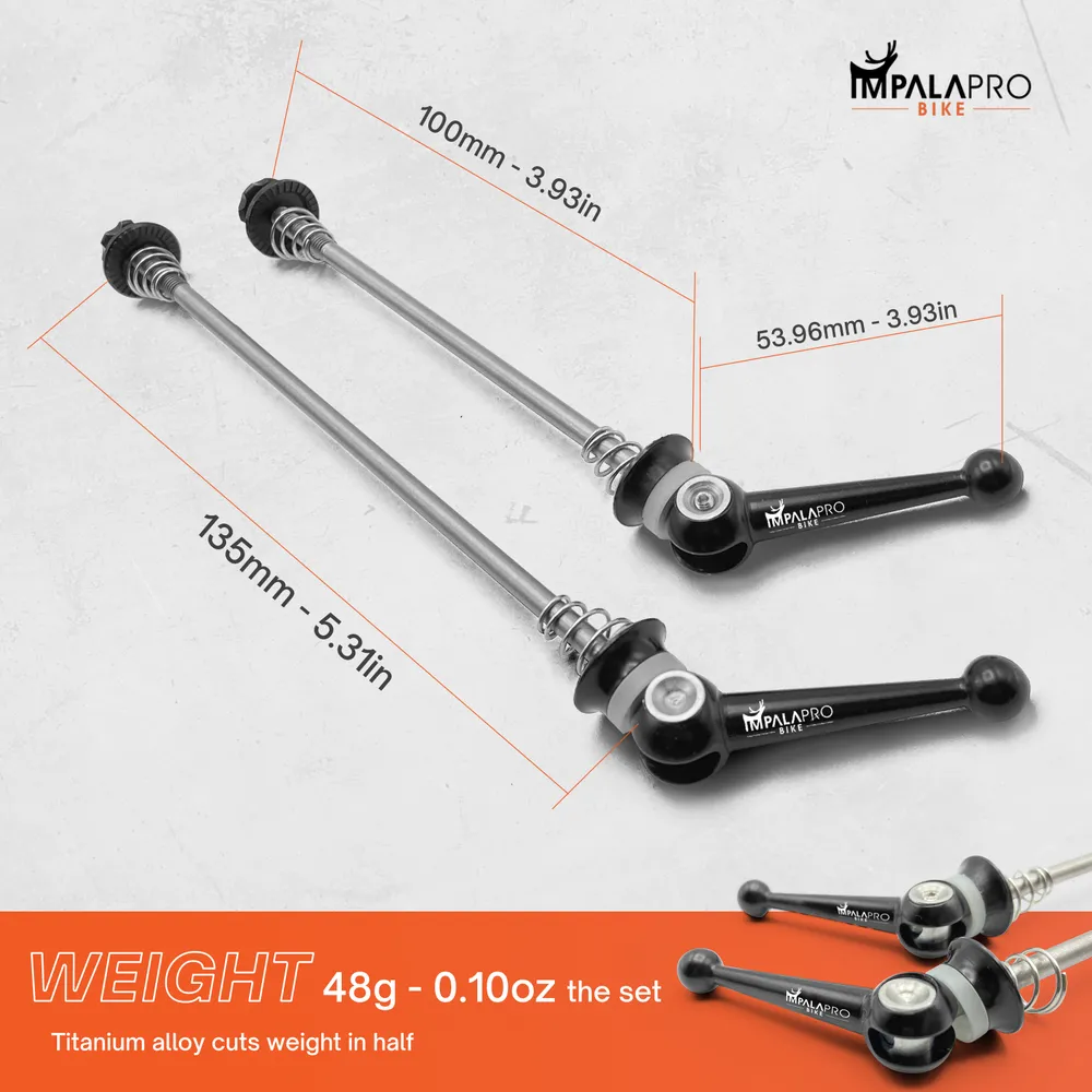 Titanium Bike Quick Release Skewer Set Road & MTB, Front & Rear · Black · Sizes