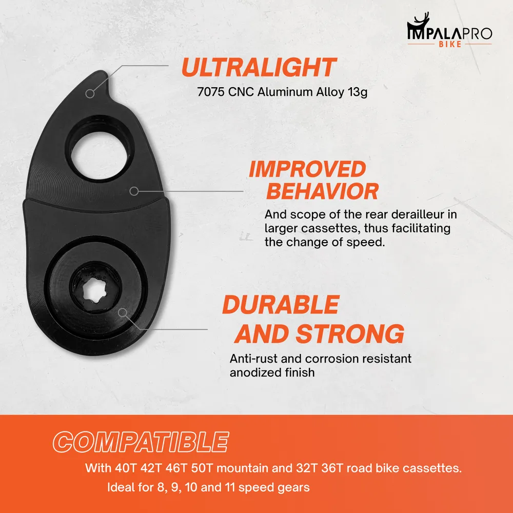 Rear Derailleur Hanger Extender Aluminum CNC 7075 Anodized 13g · Black · Features