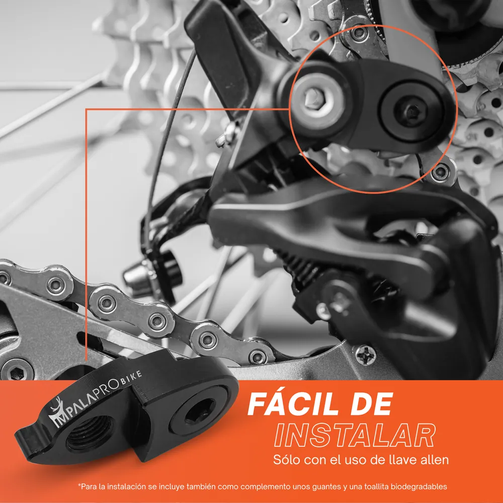Extensor de Patilla de Cambio de Aluminio CNC 7075 · Negro · Montaje