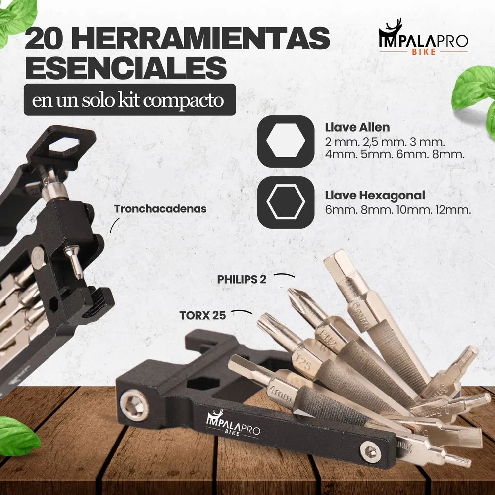 Multiherramienta Bicicleta 20 en 1 con Tronchacadenas · Negro · Herramientas