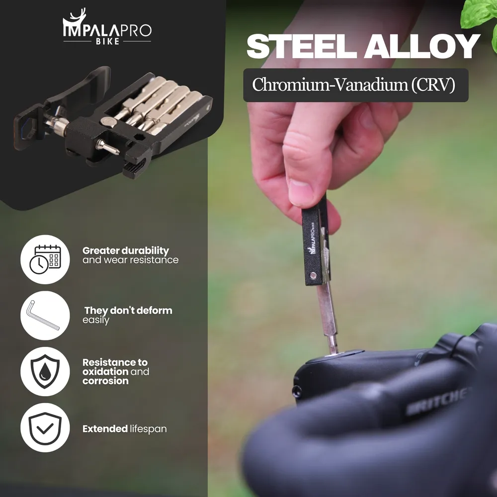 20-in-1 Bike Multitool with Chain Breaker & Tire Levers · Black · CR-V steel