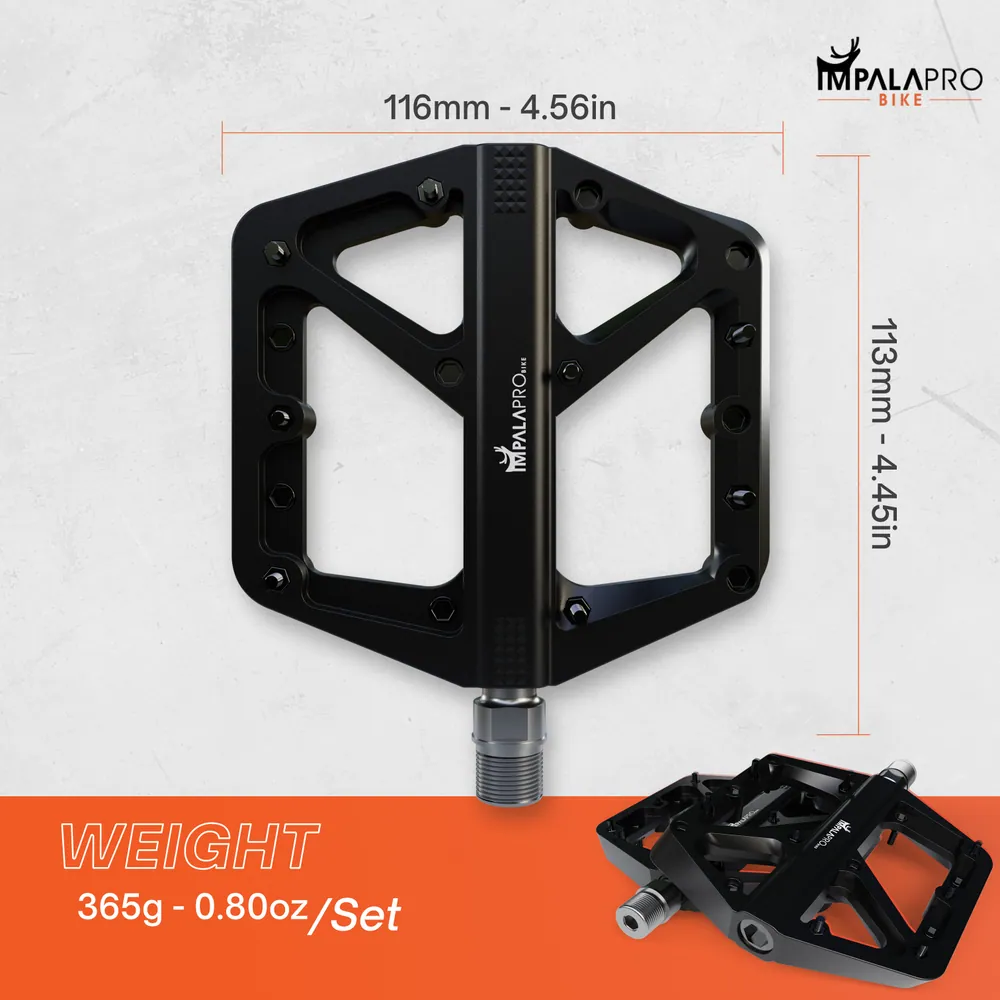 Pedales MTB Nylon Antideslizantes Plataforma Ancha · Negro · Medidas