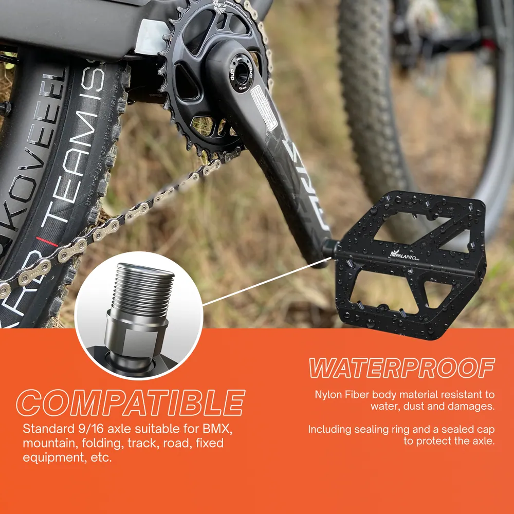 Pedales MTB Nylon Antideslizantes Plataforma Ancha · Negro · Compatible