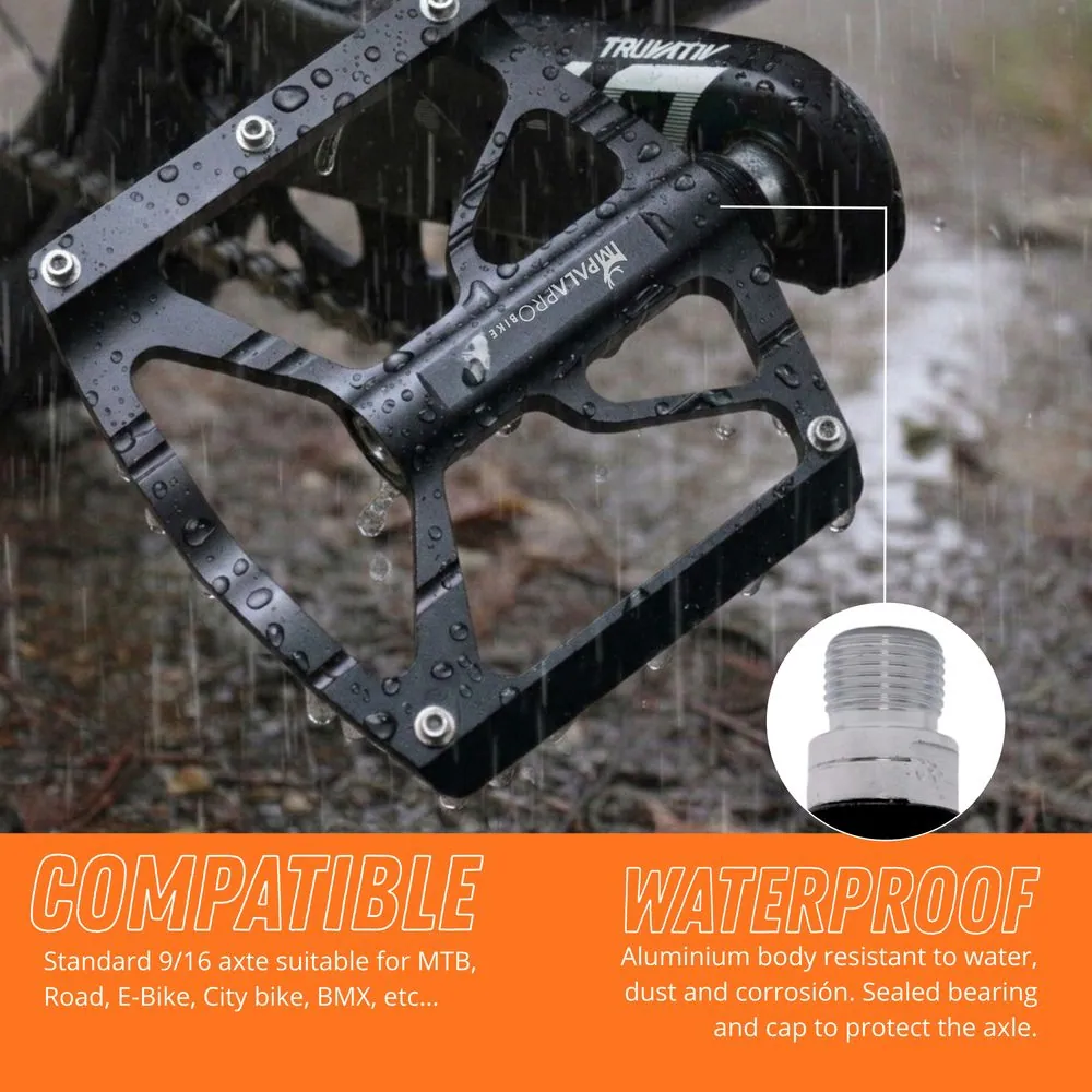 Pedales de Plataforma Aluminio CNC Ultraligeros · Negro · Resistente al agua