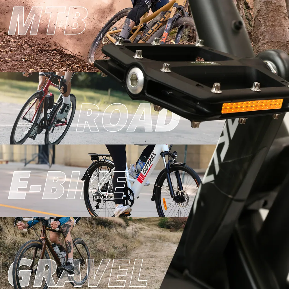 Pedales Bicicleta Plataforma Nylon con Reflectantes · Negro · Uso