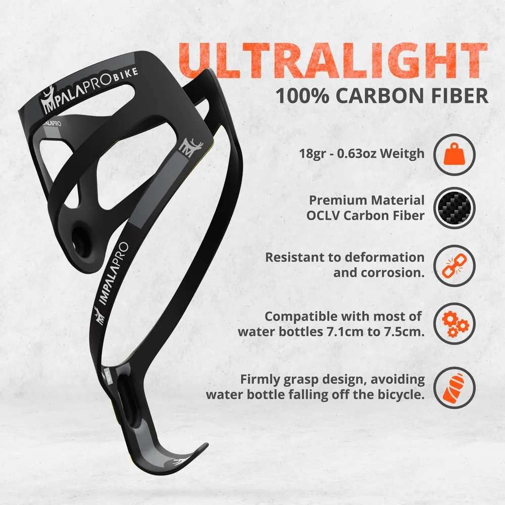 Portabidones Bicicleta MTB Carbono Ultraligero 18g · Negro · Ultraligero