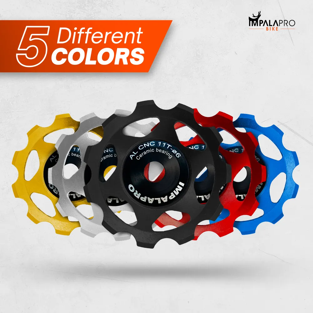 Set of 2 Ceramic Bearing 11T Jockey Wheel in Aluminum CNC · Black · Colors