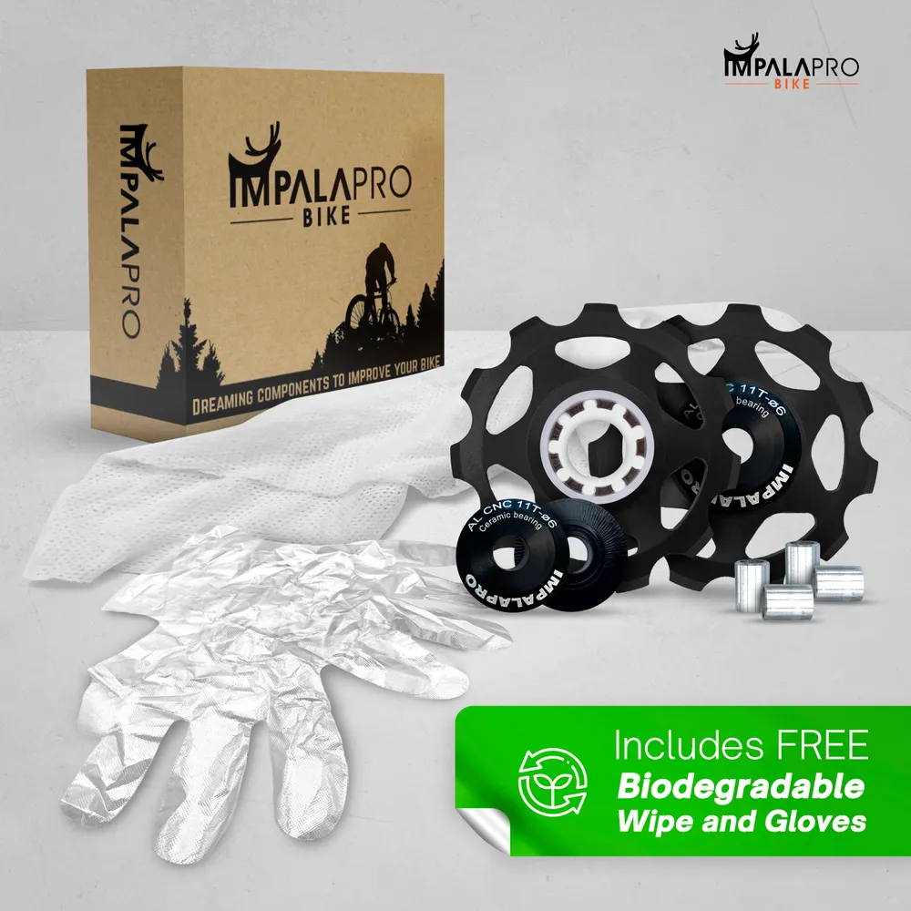 Set of 2 Ceramic Bearing 11T Jockey Wheel in Aluminum CNC · Black · Contents